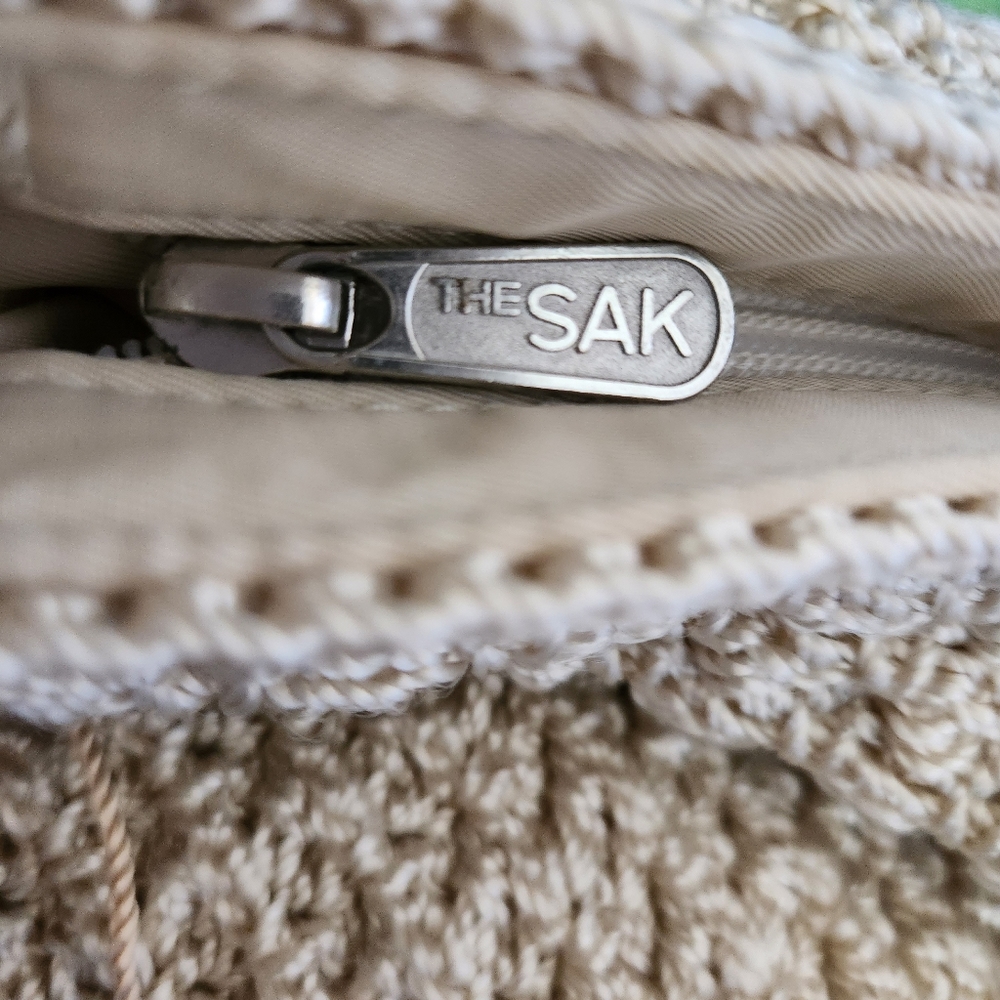 The Sak Crocheted Crossbody Shoulder Bag Cream Beaded Boho - Picture 8 of 9